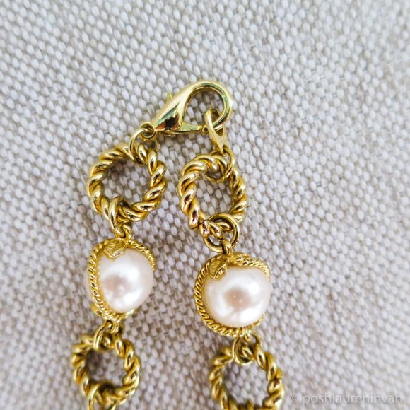 Nineties Style Chunky Gold Necklace with Faux Pearls – 90s Style - Picture 2 of 4